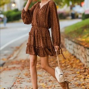 Brown Polka Dot Ruffle Dress